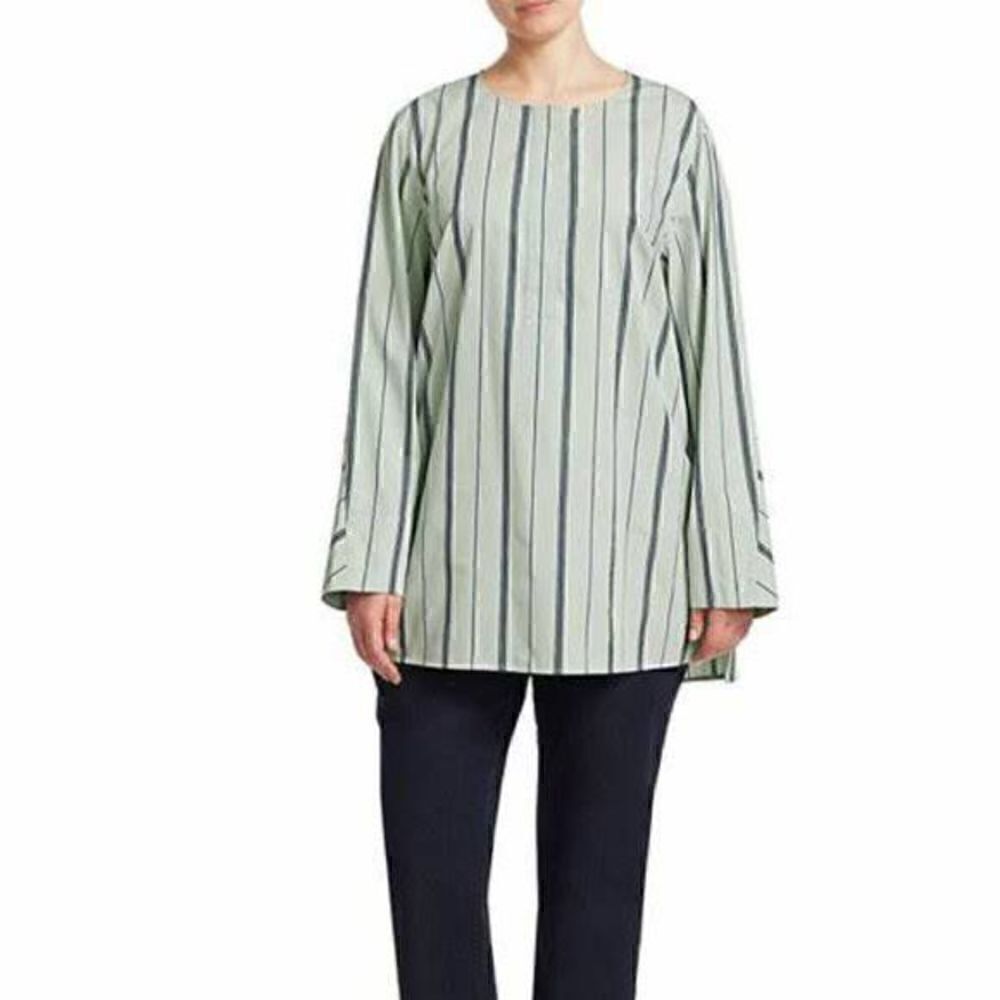 Lafayette 148 Blouse Tunic Stripe 100% Cotton Lagonlook
